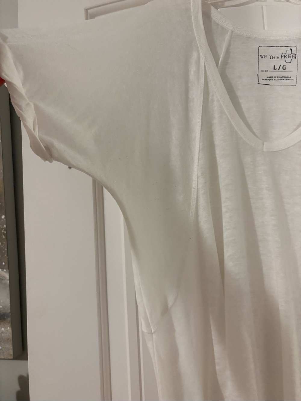 We The Free Ivory Deep V-Neck Short Sleeve Tee - Picture 3 of 4
